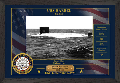 USS Barbel SS-580 Framed Patriotic Photo
