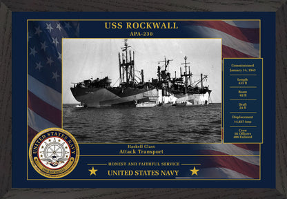 USS Rockwall APA-230 Framed Patriotic Photo