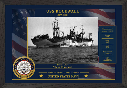 USS Rockwall APA-230 Framed Patriotic Photo