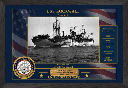 USS Rockwall APA-230 Framed Patriotic Photo