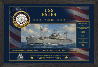 USS Estes AGC-12 Framed Patriotic Art