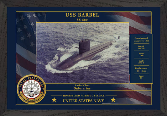 USS Barbel SS-580 Framed Patriotic Photo