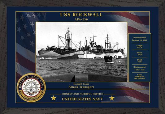 USS Rockwall APA-230 Framed Patriotic Photo