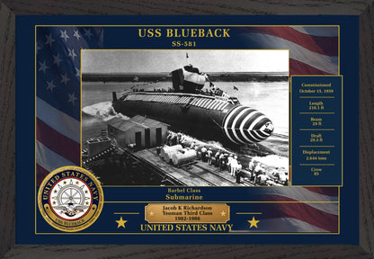 USS Blueback SS-581 Framed Patriotic Photo