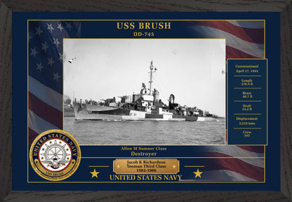 USS Brush DD-745 Framed Patriotic Photo