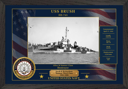 USS Brush DD-745 Framed Patriotic Photo