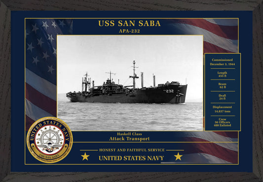 USS San Saba APA-232 Framed Patriotic Photo