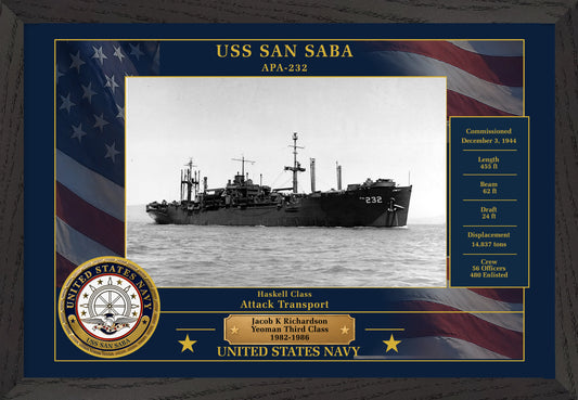 USS San Saba APA-232 Framed Patriotic Photo