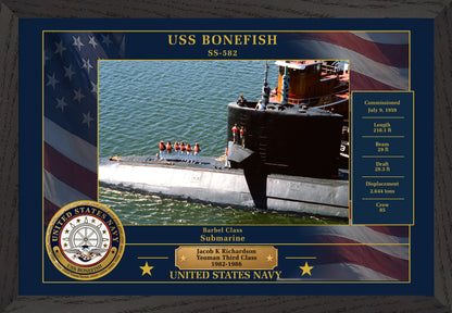 USS Bonefish SS-582 Framed Patriotic Photo
