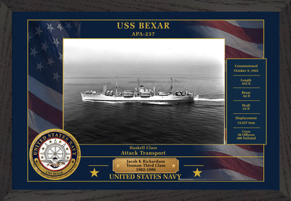 USS Bexar APA-237 Framed Patriotic Photo