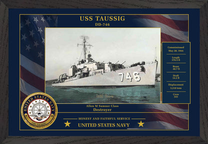 USS Taussig DD-746 Framed Patriotic Photo