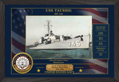 USS Taussig DD-746 Framed Patriotic Photo
