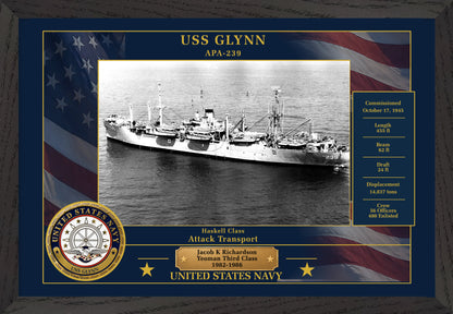 USS Glynn APA-239 Framed Patriotic Photo