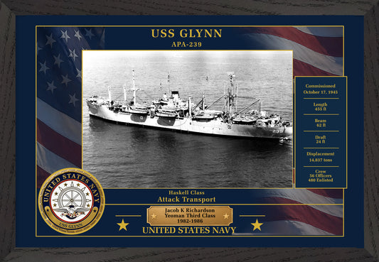 USS Glynn APA-239 Framed Patriotic Photo