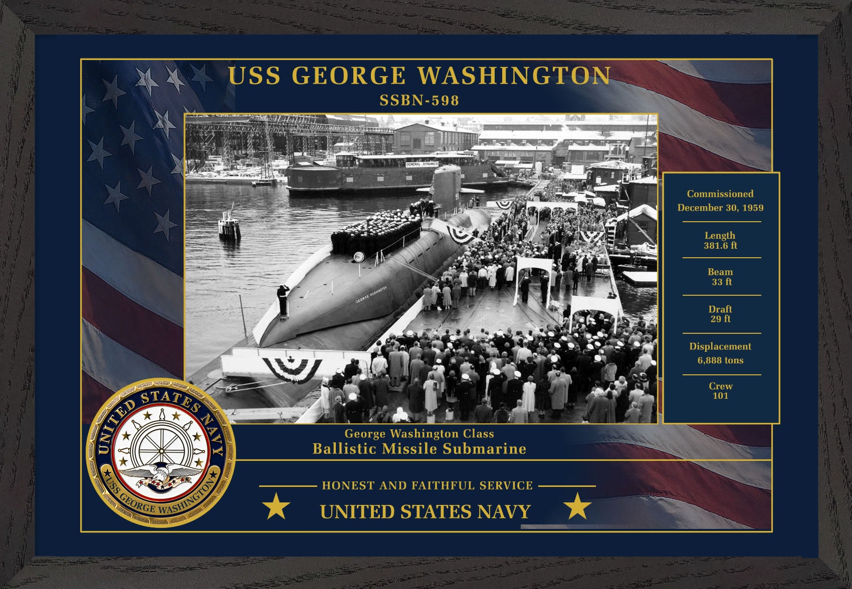USS George Washington SSBN-598 Framed Patriotic Photo