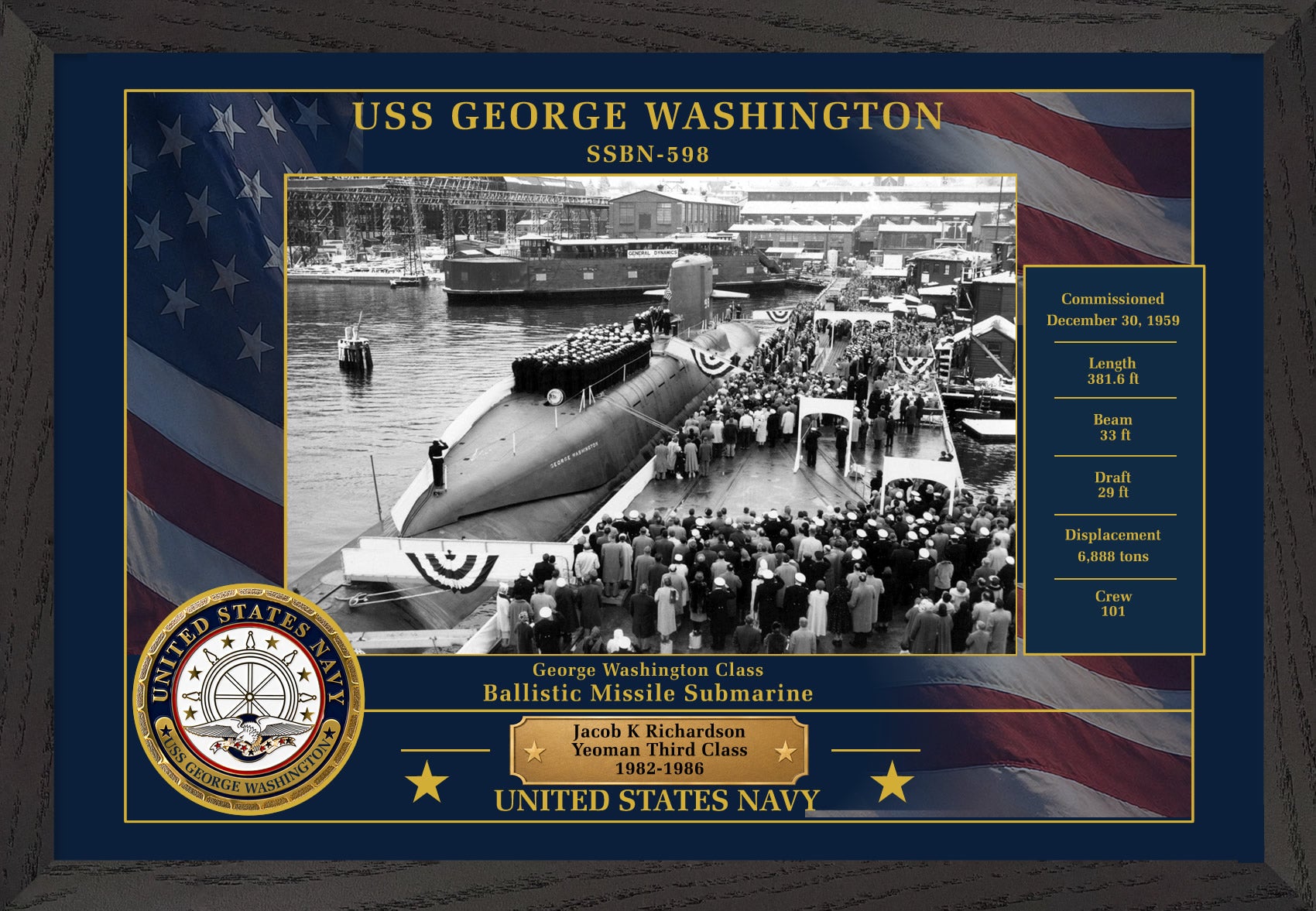 USS George Washington SSBN-598 Framed Patriotic Photo
