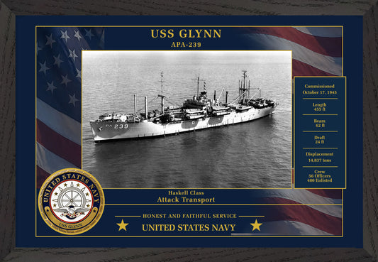 USS Glynn APA-239 Framed Patriotic Photo