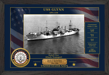 USS Glynn APA-239 Framed Patriotic Photo