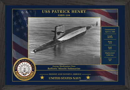 USS Patrick Henry SSBN-599 Framed Patriotic Photo