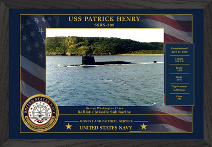 USS Patrick Henry SSBN-599 Framed Patriotic Photo