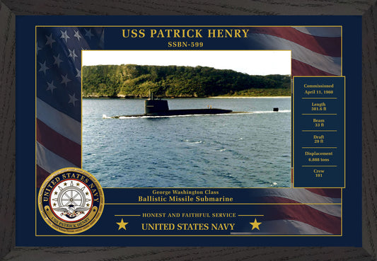 USS Patrick Henry SSBN-599 Framed Patriotic Photo