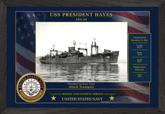 USS President Hayes APA-20 Framed Patriotic Photo