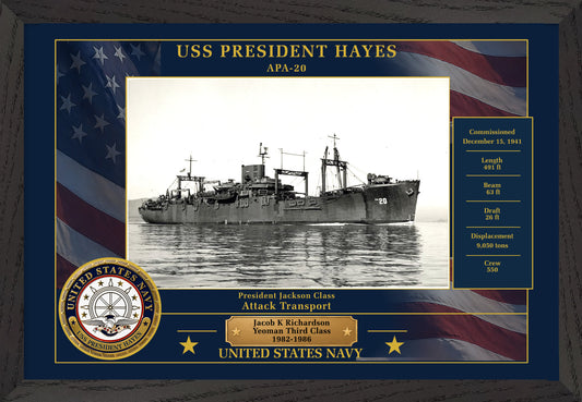 USS President Hayes APA-20 Framed Patriotic Photo