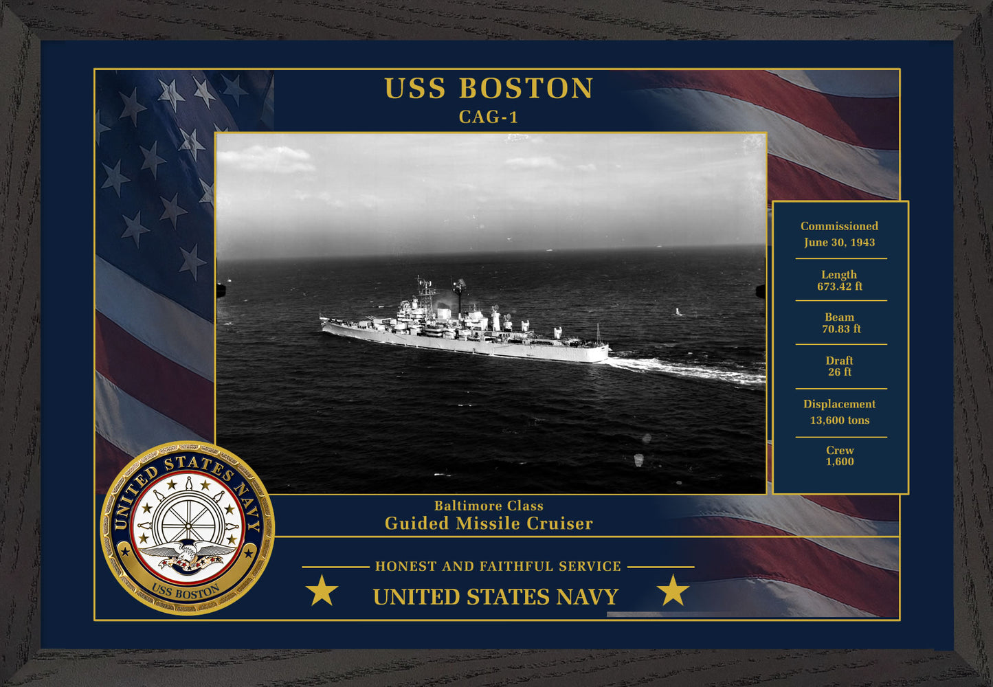 USS Boston CAG-1 Framed Patriotic Photo
