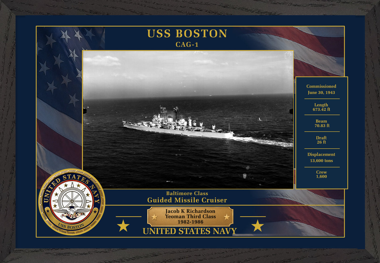 USS Boston CAG-1 Framed Patriotic Photo