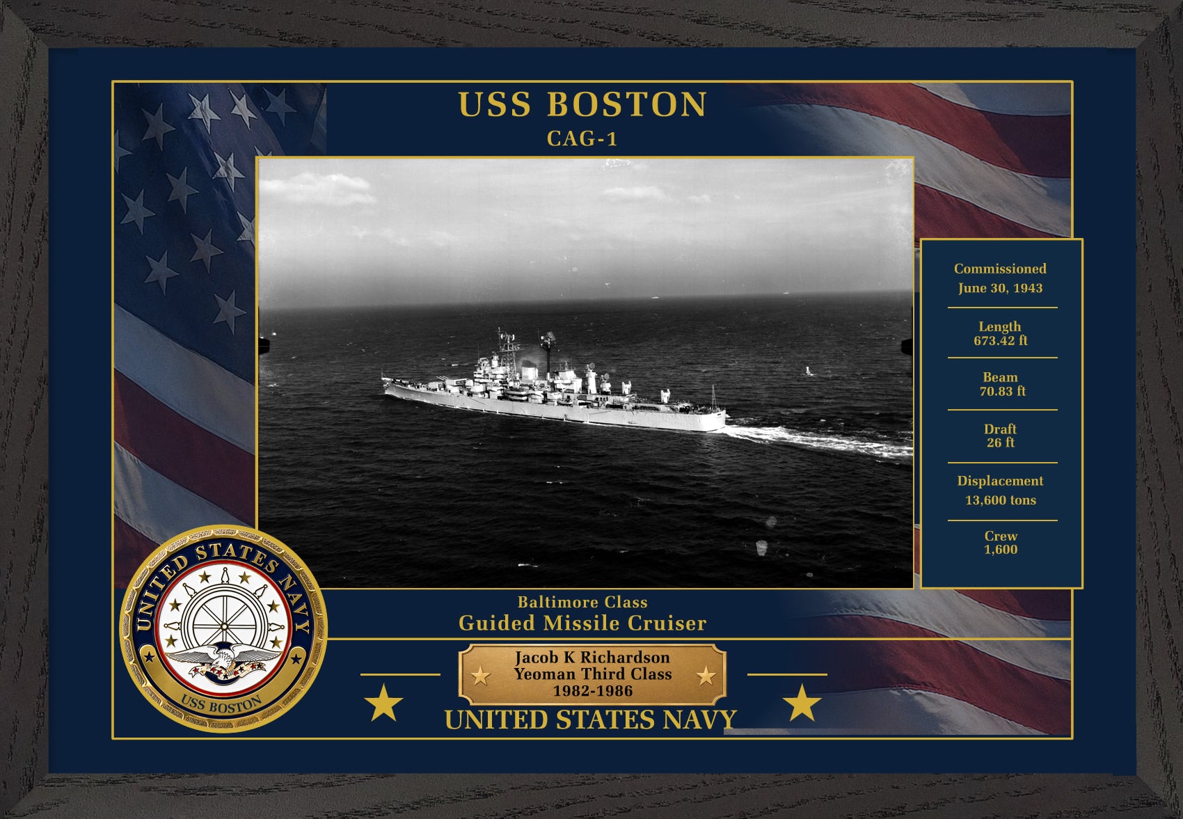 USS Boston CAG-1 Framed Patriotic Photo