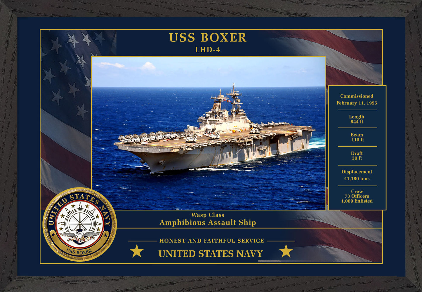 USS Boxer LHD-4 Framed Patriotic Photo