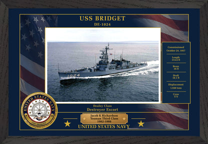 USS Bridget DE-1024 Framed Patriotic Photo