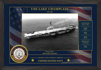 USS Lake Champlain CV-39 Framed Patriotic Photo