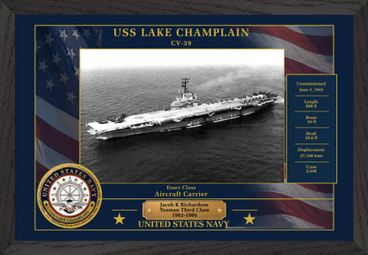 USS Lake Champlain CV-39 Framed Patriotic Photo