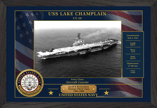 USS Lake Champlain CV-39 Framed Patriotic Photo