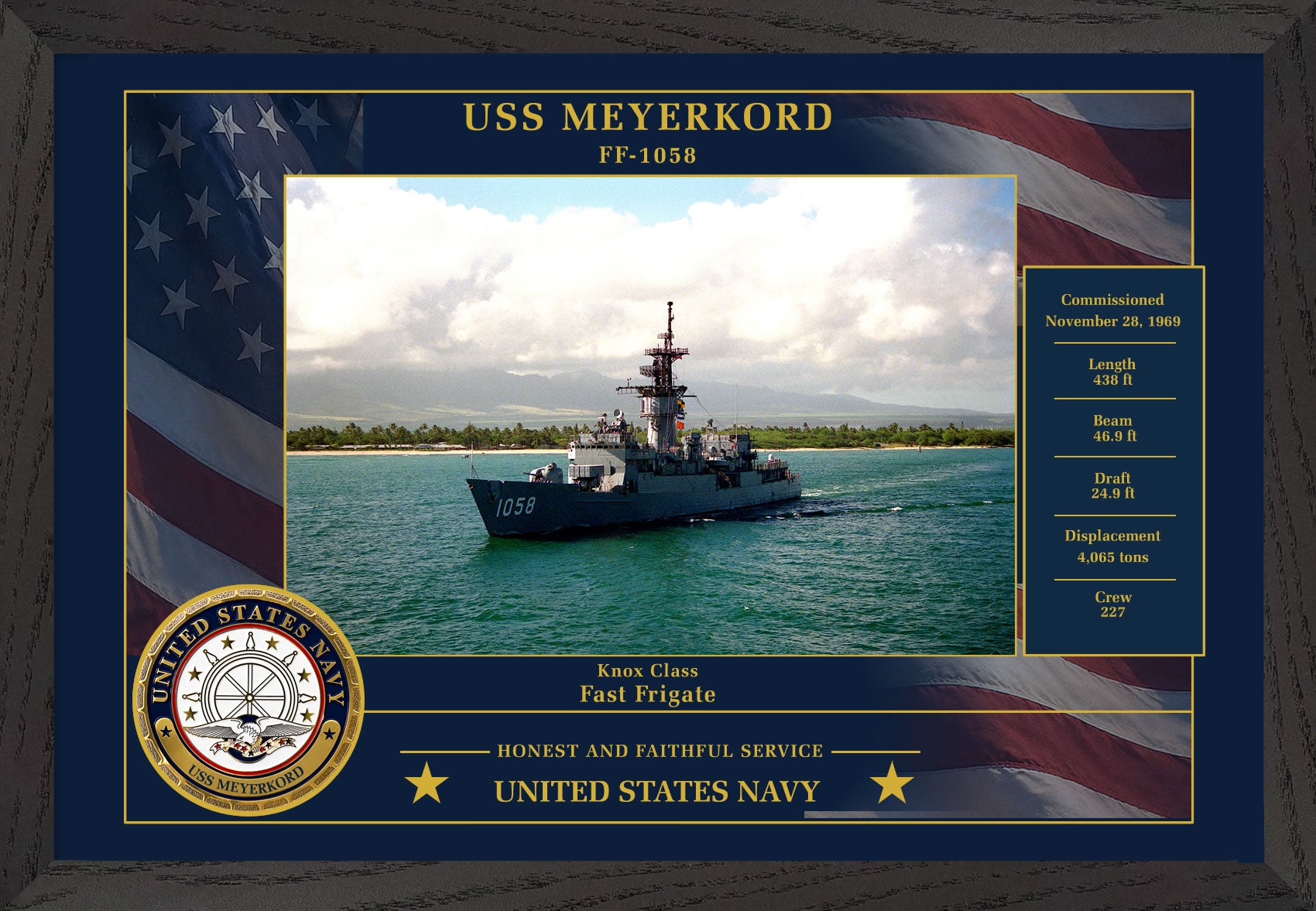 USS Meyerkord FF-1058 Framed Patriotic Photo