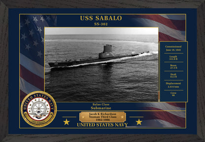 USS Sabalo SS-302 Framed Patriotic Photo