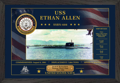 USS Ethan Allen SSBN-608 Framed Patriotic Art