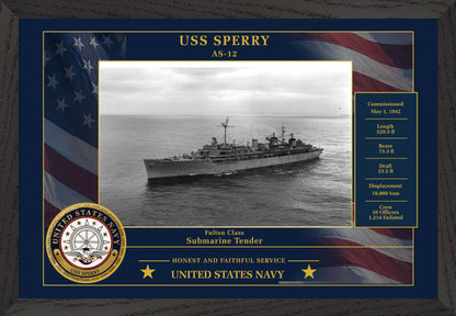 USS Sperry AS-12 Framed Patriotic Photo