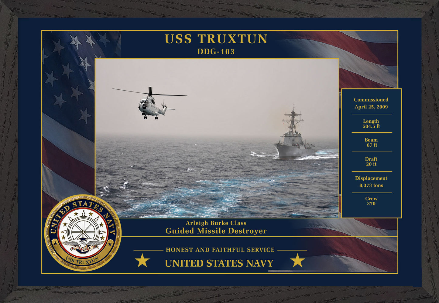 USS Truxtun DDG-103 Framed Patriotic Photo