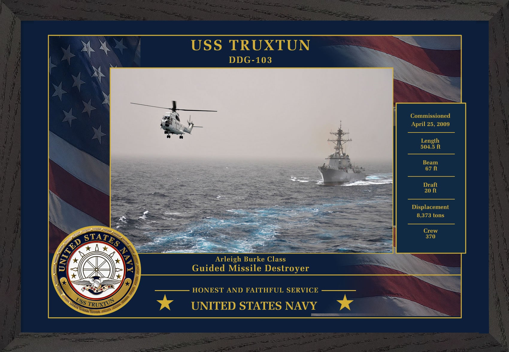 USS Truxtun DDG-103 Framed Patriotic Photo