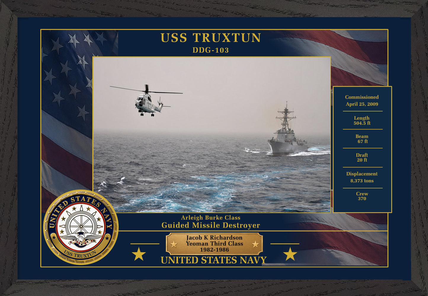 USS Truxtun DDG-103 Framed Patriotic Photo