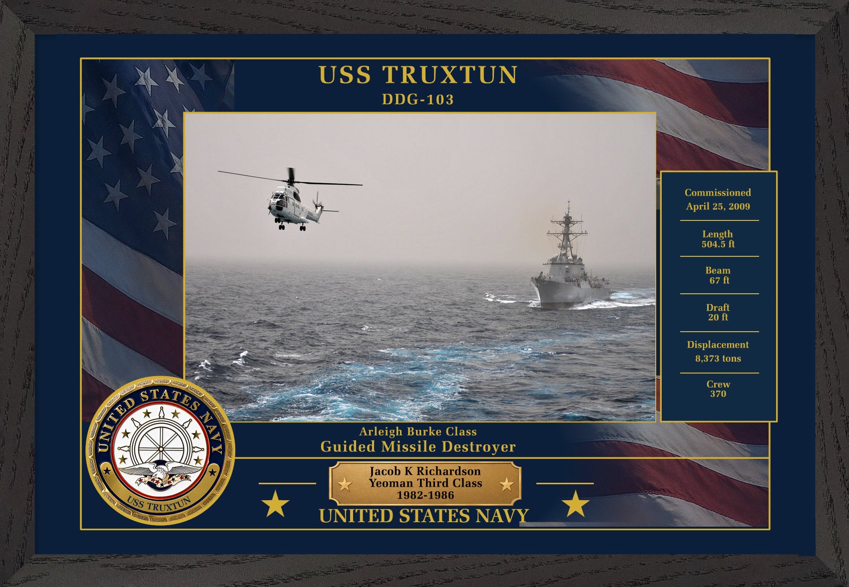 USS Truxtun DDG-103 Framed Patriotic Photo