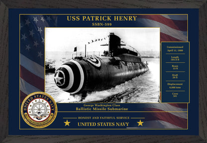 USS Patrick Henry SSBN-599 Framed Patriotic Photo