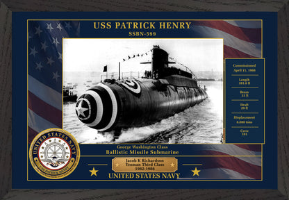 USS Patrick Henry SSBN-599 Framed Patriotic Photo