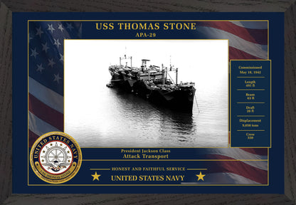 USS Thomas Stone APA-29 Framed Patriotic Photo