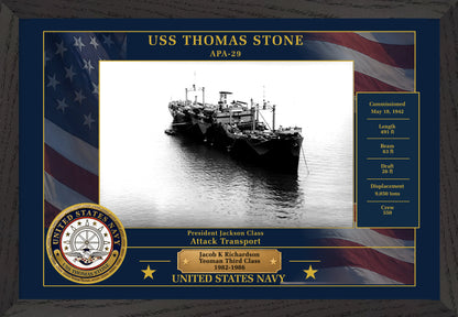 USS Thomas Stone APA-29 Framed Patriotic Photo