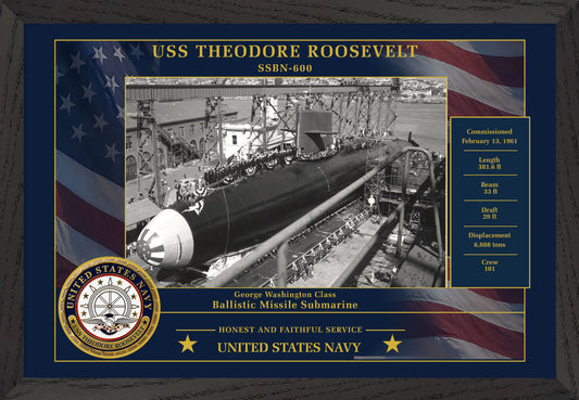 USS Theodore Roosevelt SSBN-600 Framed Patriotic Photo