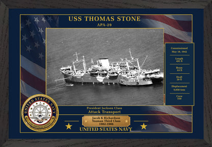 USS Thomas Stone APA-29 Framed Patriotic Photo