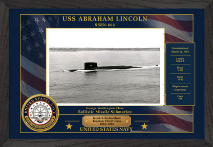 USS Abraham Lincoln SSBN-602 Framed Patriotic Photo